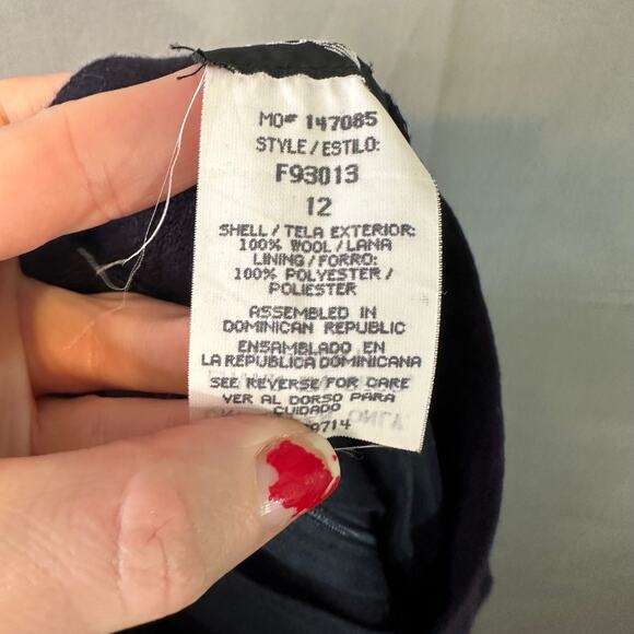 90s Vintage Skirt Women Medium Navy Blue Wool Pencil Academia Pockets - Picture 4 of 7